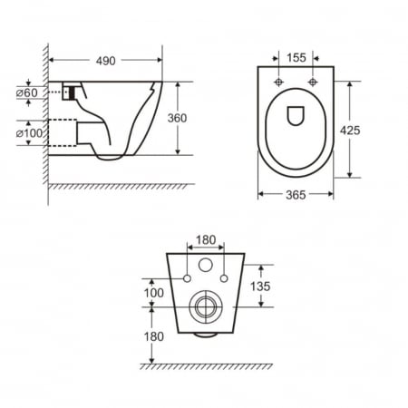 Vas wc suspendat cu functie bideu, semirotund, rimless, apă calda/rece, capac soft close, baterie auriu mat Foglia Oslo [5]