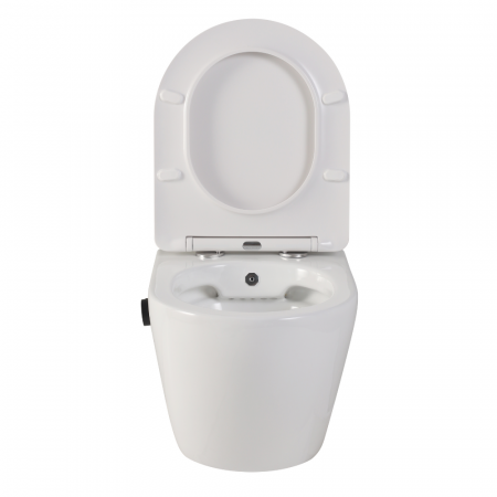 Vas wc suspendat cu functie bideu, semirotund, rimless, apă calda/rece, capac soft close, baterie negru mat Foglia Oslo [2]