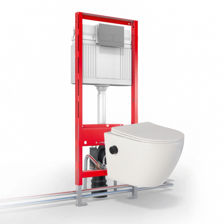 Vas wc suspendat cu functie bideu, semirotund, rimless, apă calda/rece, capac soft close, baterie negru mat Foglia Oslo [5]