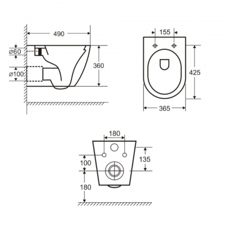 Vas wc suspendat cu functie bideu, semirotund, rimless, apă calda/rece, capac soft close, baterie negru mat Foglia Oslo [6]