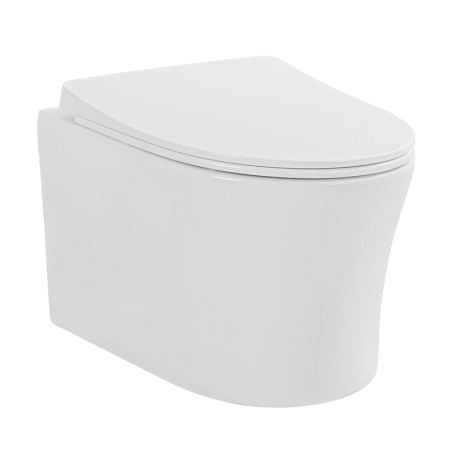 Vase WC - Set vas WC suspendat Fluminia Isolda, rimless, cu capac soft close și quick release, alb