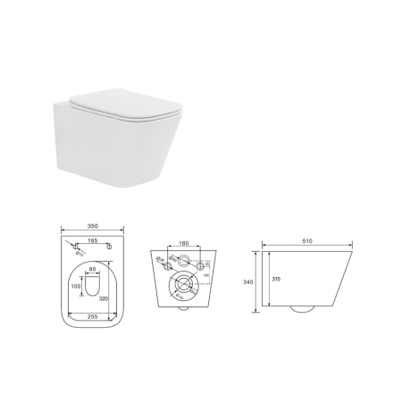 Vas WC suspendat Fluminia Pisa Tornado, cu capac soft close și spălare Tornado Flush, alb [1]