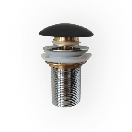 Accesorii lavoar - Ventil chiuveta baie click-clack negru mat cu preaplin, Foglia