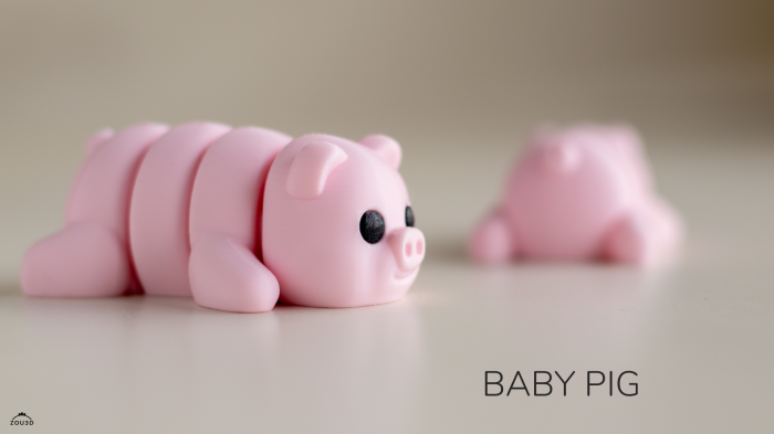 Figurină Articulată "Baby Pig" Imprimată 3D | Jucărie Flexi Antistres | Decor Birou Drăgălaș [2]