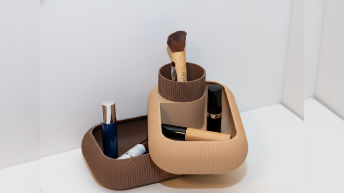 Organizator Modular Imprimat 3D - Suport Pensule Machiaj și Tavă Birou | Set Suprapus din PLA [2]