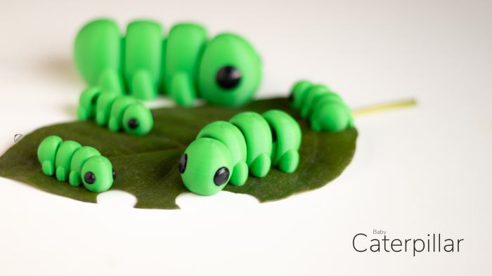 Figurină Articulată "Baby Caterpillar" Imprimată 3D | Omidă Flexibilă Antistres | Jucărie Fidget Verde [4]