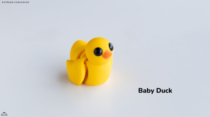 Figurină Articulată "Baby Duck" Imprimată 3D | Rățușcă Flexi Fidget Galbenă | Decor Birou Drăgălaș [1]