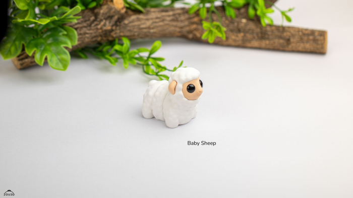 Figurină Articulată "Baby Sheep" Imprimată 3D | Mielușel Flexi Fidget Alb | Decor Fermă Drăgălaș [1]