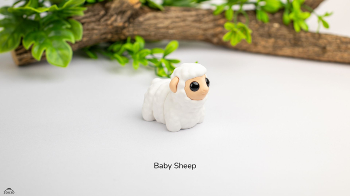 Figurină Articulată "Baby Sheep" Imprimată 3D | Mielușel Flexi Fidget Alb | Decor Fermă Drăgălaș [4]