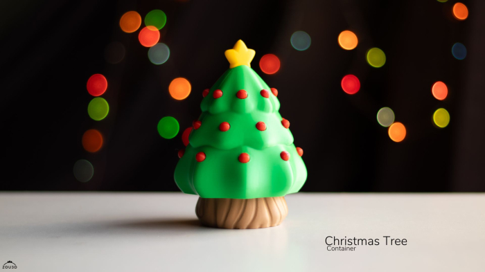 Recipient Brad de Crăciun Imprimat 3D | Cutie Decorativă Pom de Iarnă | Cadou Sărbători & Ornament [1]