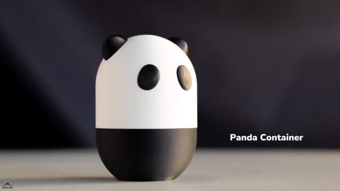 Recipient "Panda Container" Imprimat 3D | Cutie Depozitare Decorativă Panda | Cadou Iubit de Animale [1]