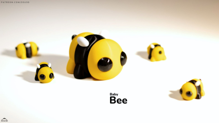 Artipets - Figurină Articulată "Baby Bee" Imprimată 3D | Albină Flexi Fidget Galben | Decor Birou Drăgălaș