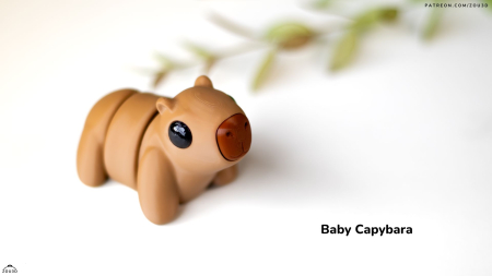 Artipets - Figurină Articulată "Baby Capybara" Imprimată 3D | Capibara Flexi Fidget | Jucărie Antistres Maro
