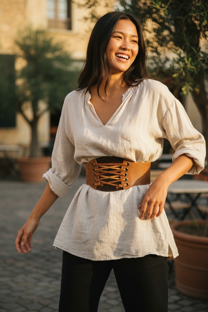 Curea corset lată din piele full-grain pentru femei – Artiss Corium [5]