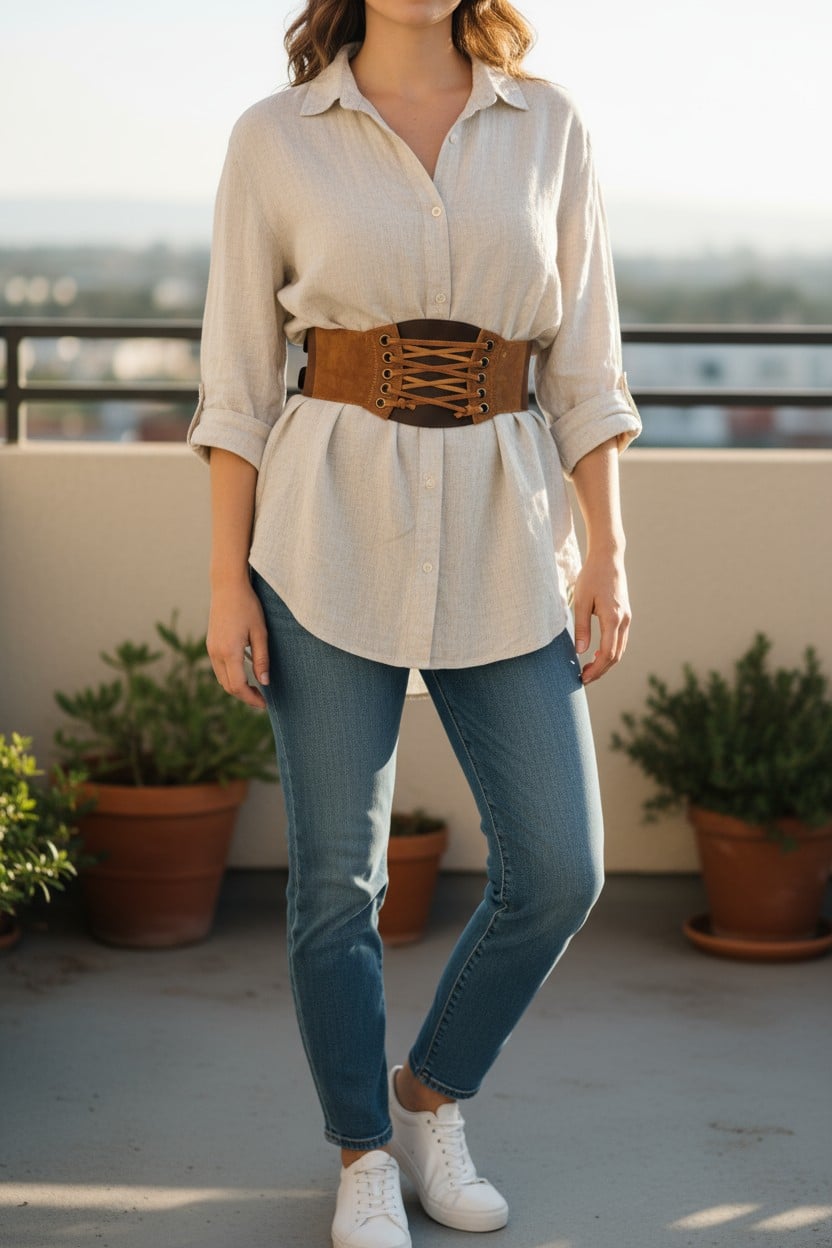 Curea corset lată din piele full-grain pentru femei – Artiss Corium [1]