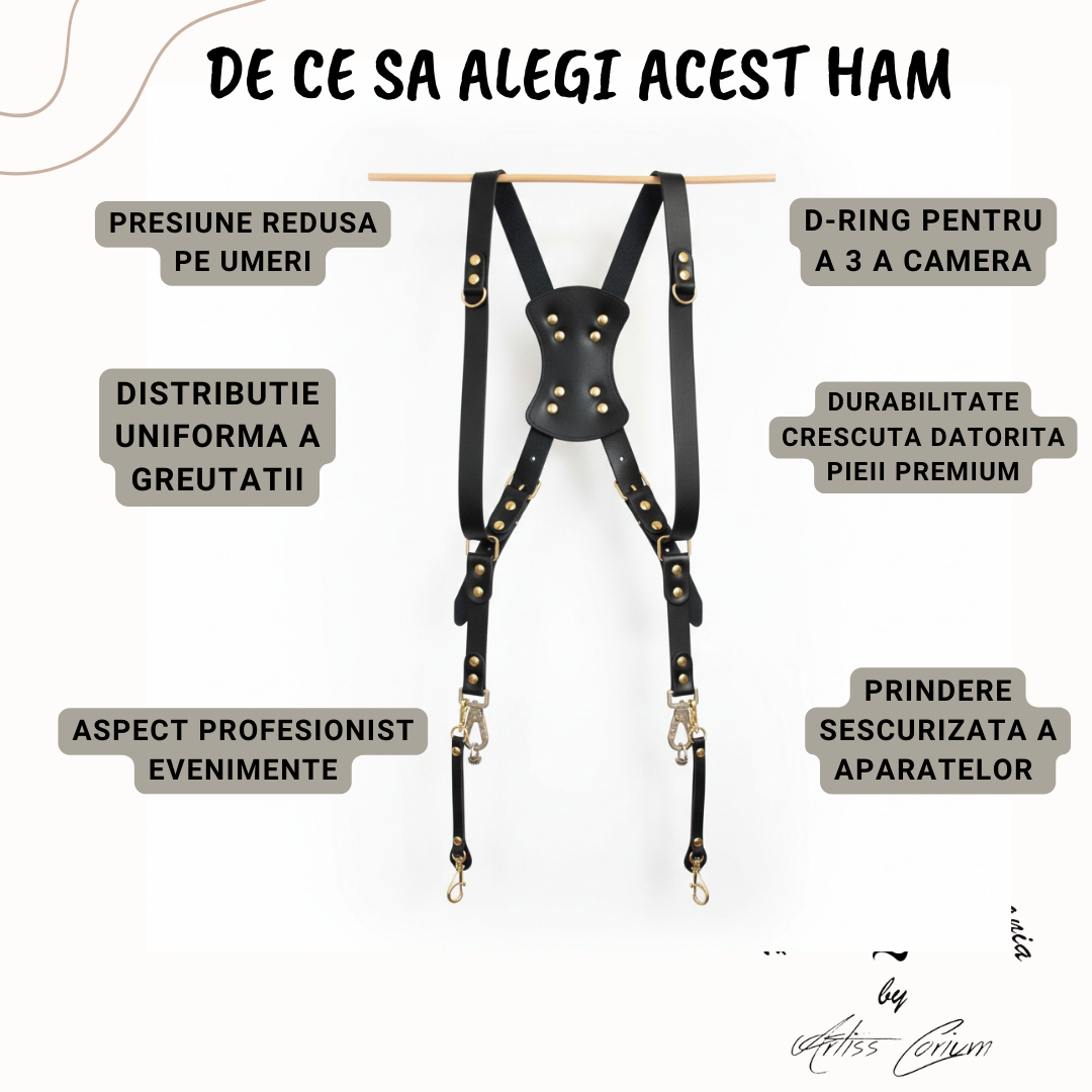 Curea foto handmade din piele naturală model clepsidra– DSLR & Mirrorless | Artiss Corium - [8]