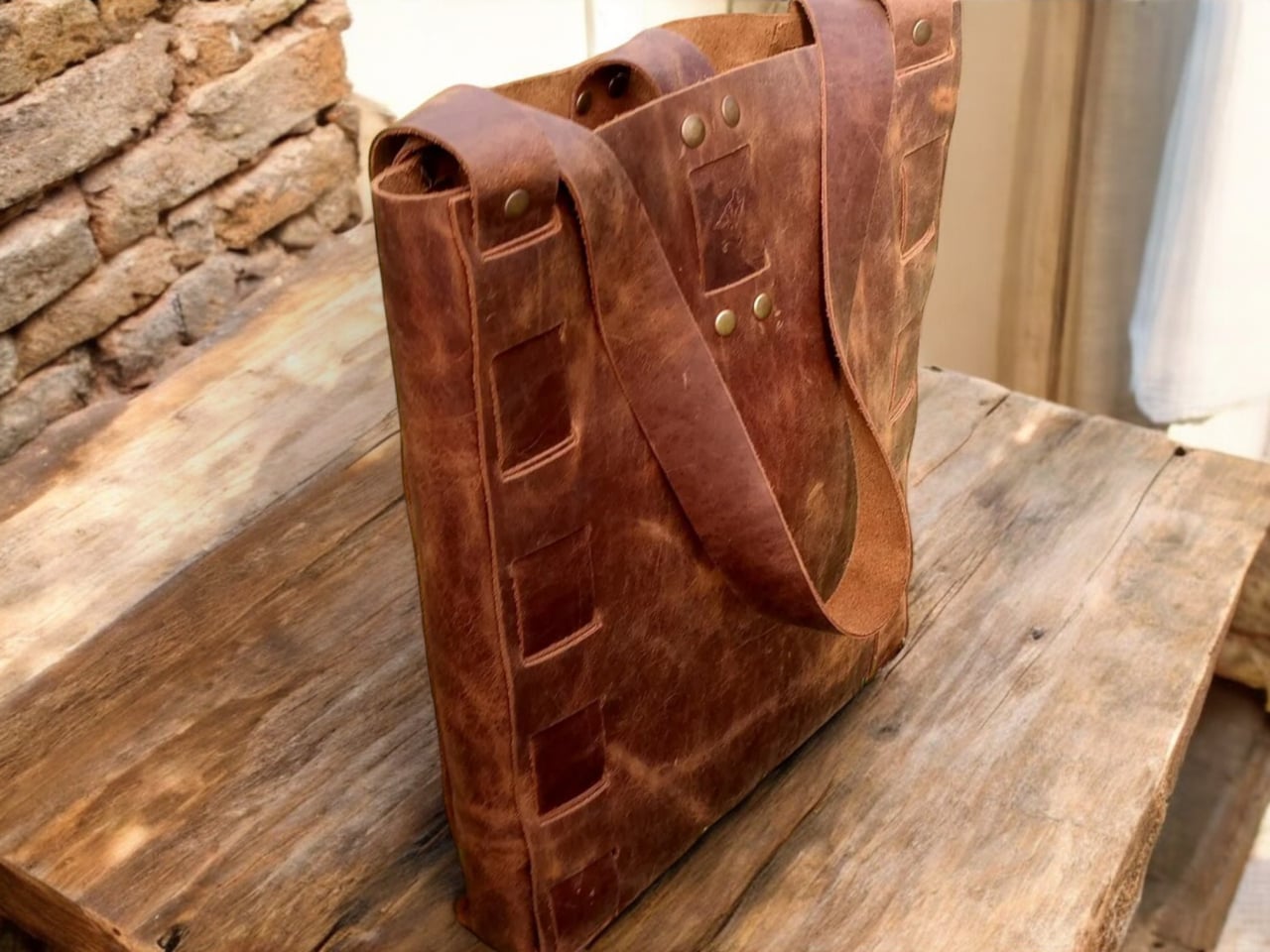 Geantă tote din piele naturală full-grain –Artiss Corium [3]