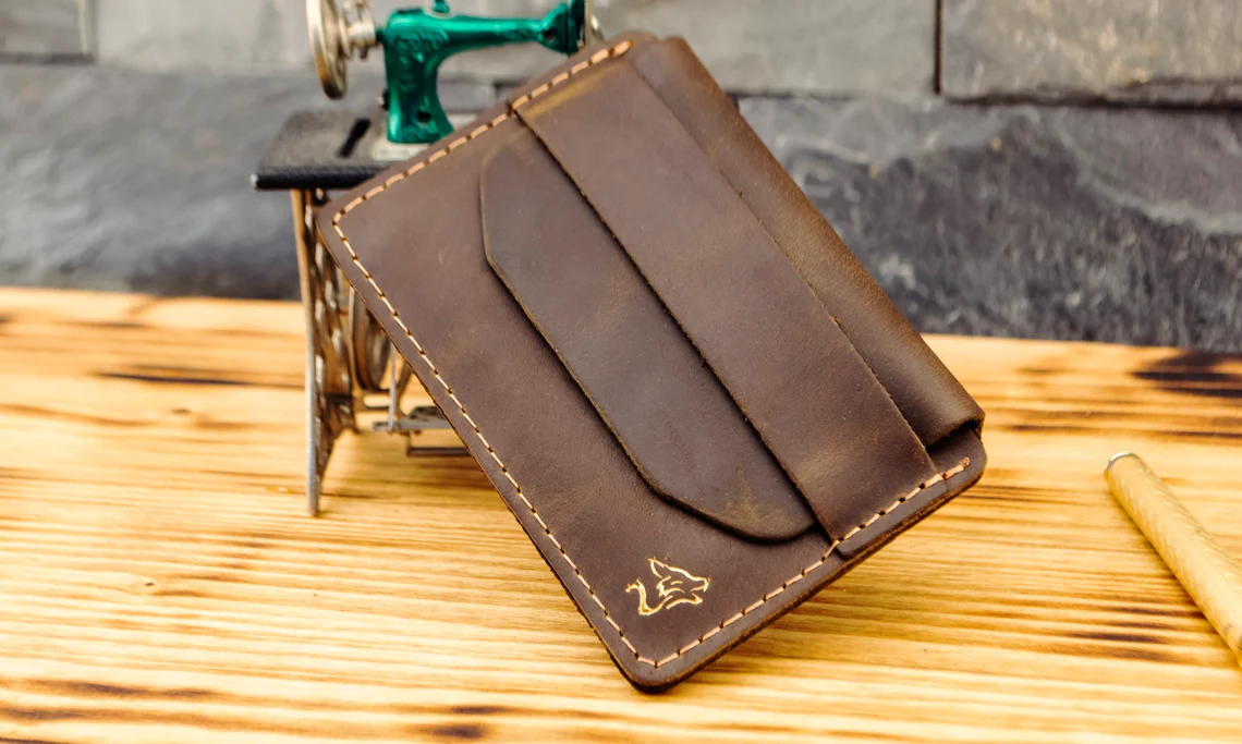 Portcard clapeta din piele naturală full-grain pentru carduri – Artiss Corium [3]