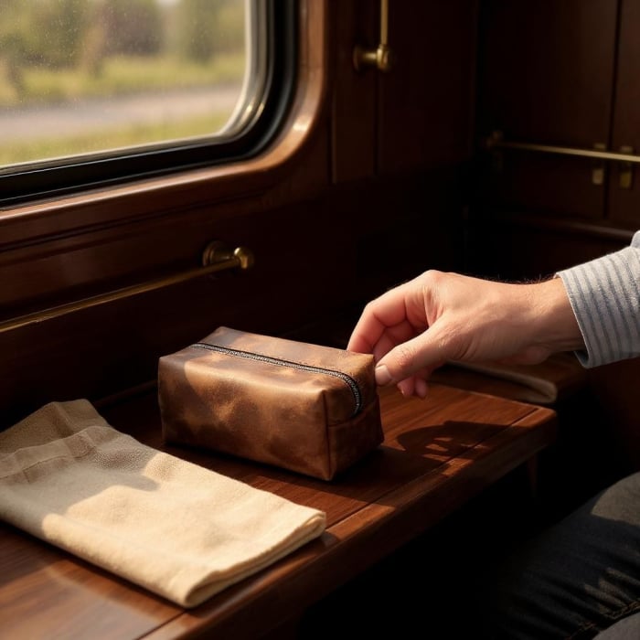 Trusă de toaletă din piele naturală – Leather Drop Kit [10]