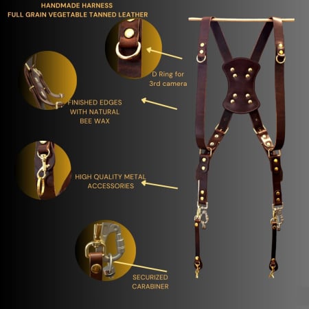 Accesorii fotografi - Curea foto handmade din piele naturală model clepsidra– DSLR & Mirrorless | Artiss Corium -