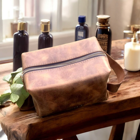 Trusă de toaletă din piele naturală – Leather Drop Kit [4]