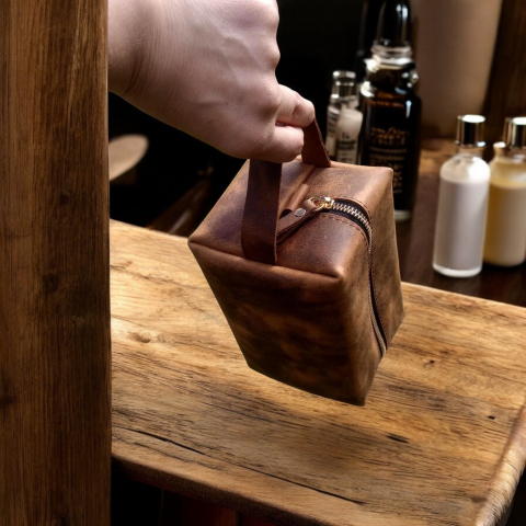 Trusă de toaletă din piele naturală – Leather Drop Kit [5]