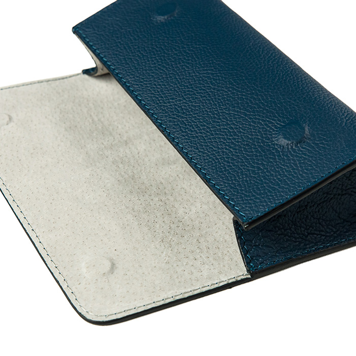 Etui ochelari, piele naturală, închidere cu magnet, albastru [4]