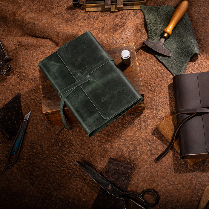 Jurnal Vintage, piele naturala, verde [3]