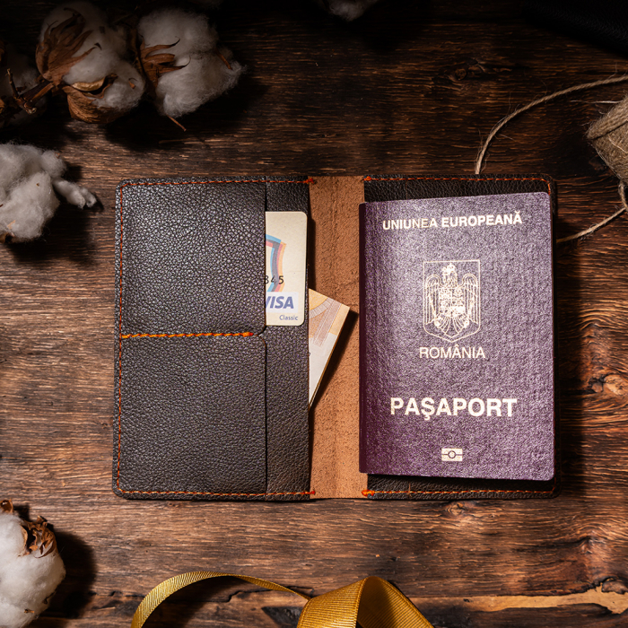 Port pașaport Country, piele naturală, maro [4]