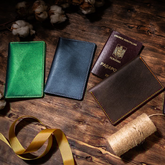 Port pașaport Country, piele naturală, negru [5]