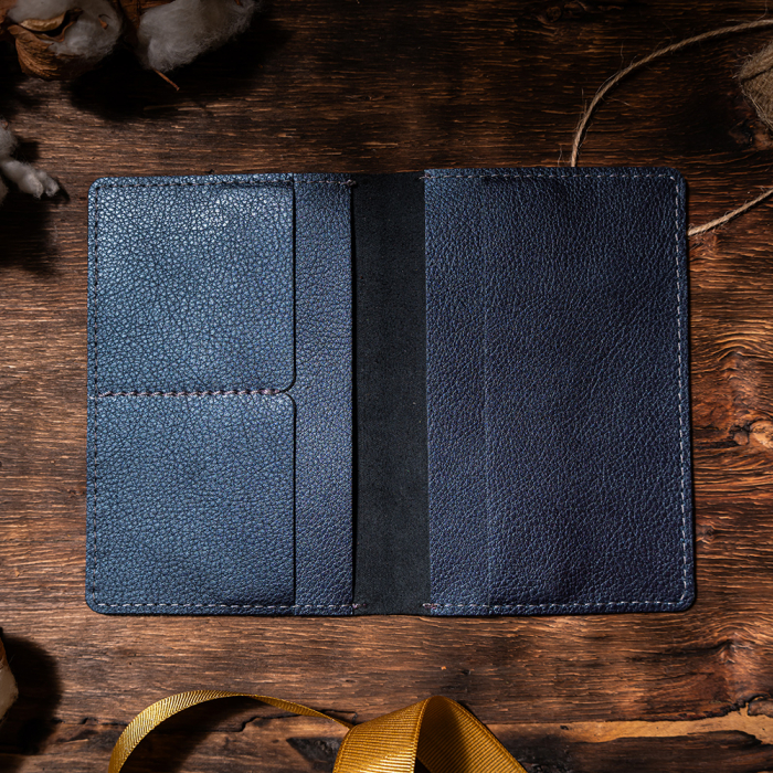 Port pașaport Country, piele naturală, albastru perlat [4]