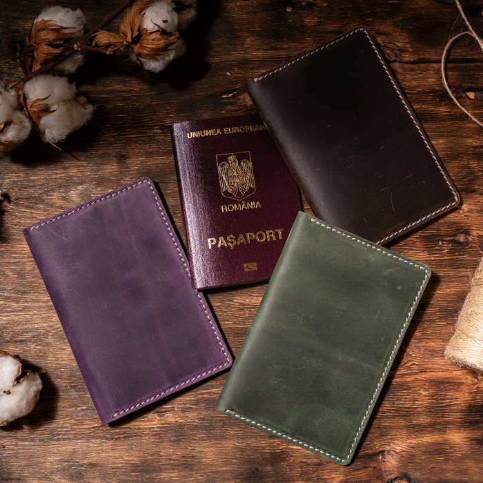 Port pașaport Vintage, piele naturală, maro [5]