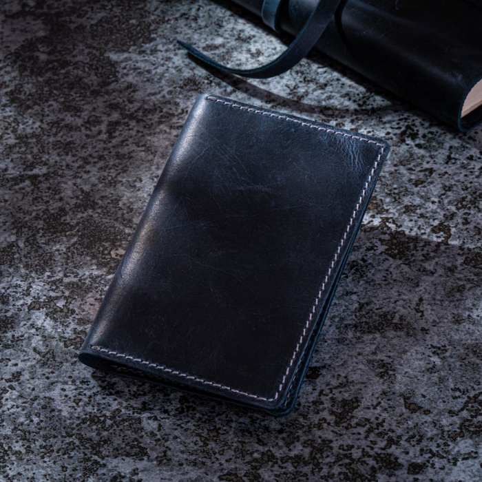 Port pașaport Vintage, piele naturală, albastru [1]