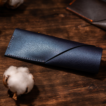 Etui ochelari Country, piele naturală, albastru perlat [1]