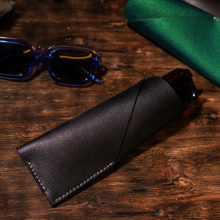 Travel - Etui ochelari Country, piele naturală, negru