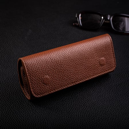 Travel - Etui ochelari, piele naturală, închidere cu magnet, maro
