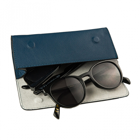 Etui ochelari, piele naturală, închidere cu magnet, albastru [2]