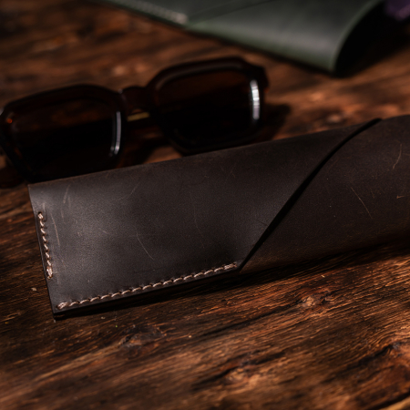 Etui ochelari Vintage II, piele naturală, maro [1]