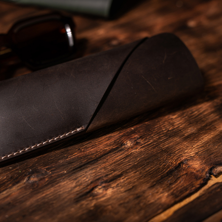 Travel - Etui ochelari Vintage II, piele naturală, maro