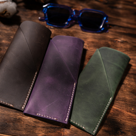 Etui ochelari Vintage II, piele naturală, verde [1]