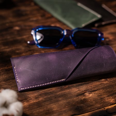 Etui ochelari Vintage II, piele naturală, mov [1]