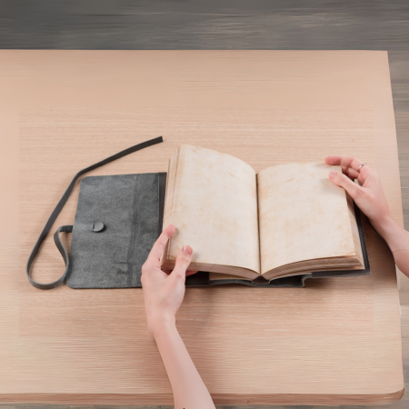 Jurnal Vintage, piele naturala, gri [3]