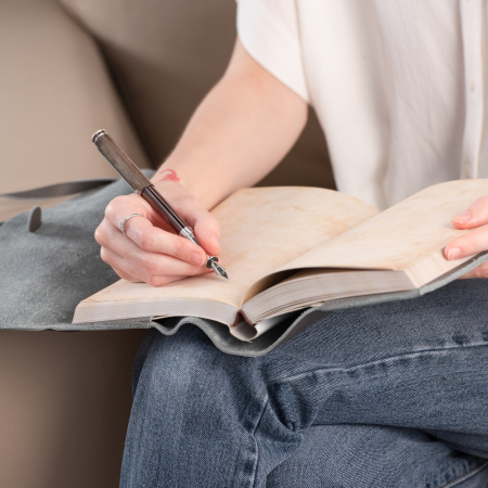 Jurnal Vintage, piele naturala, gri [2]