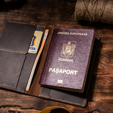 Port pașaport Vintage, piele naturală, maro [1]