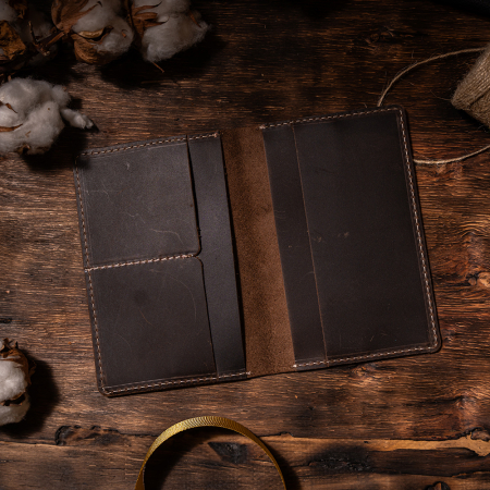 Port pașaport Vintage, piele naturală, maro [3]