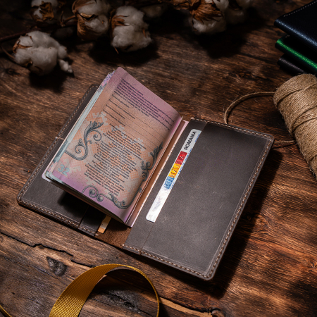 Port pașaport Vintage, piele naturală, maro [2]