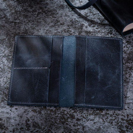 Port pașaport Vintage, piele naturală, albastru [2]