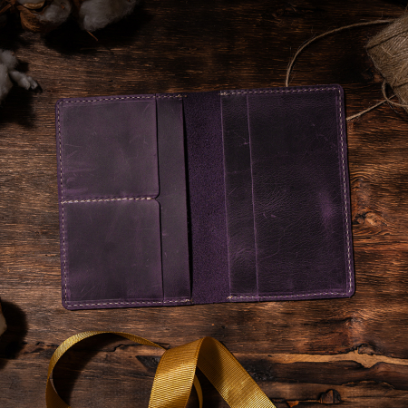 Port pașaport Vintage, piele naturală, mov [2]