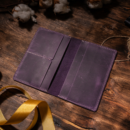Port pașaport Vintage, piele naturală, mov [3]