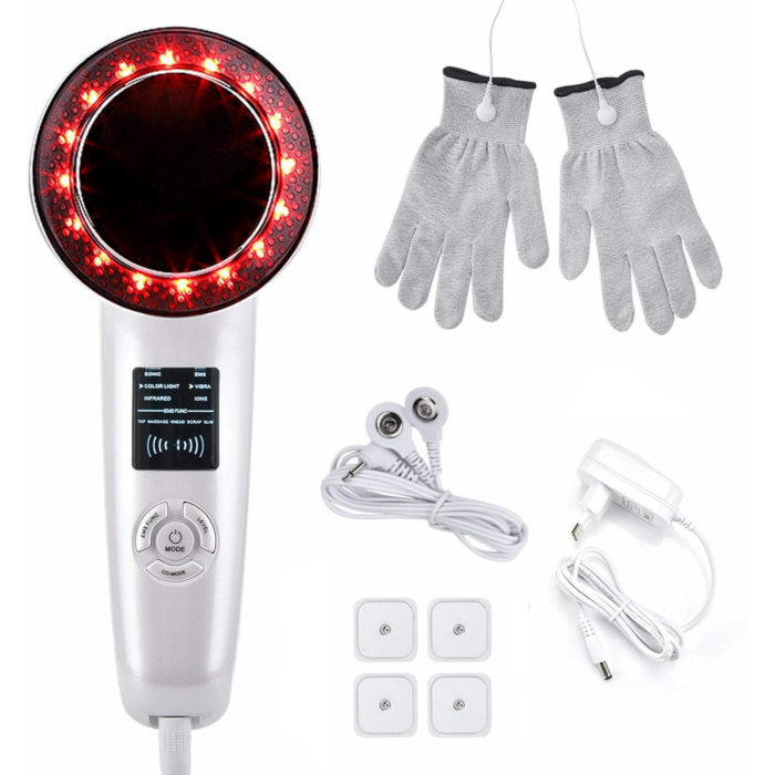 Aparat masaj EMS 6 in 1, CUANTIS, ultrasunete 1MHz, microcurent, infrarosu, LED 6 culori, ioni negativi, tonifiere, hidratare si sculptare corporala, alb [1]